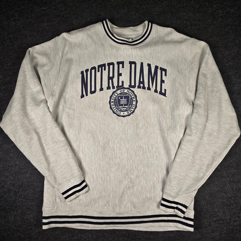Y2K Champion Reverse Weave Men's Notre Dame Crewneck Sweatshirt Preppy Size M